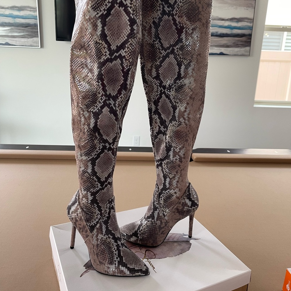 Jessica Simpson Faux Snake Skin Knee High Boots